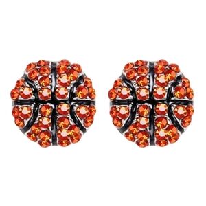 Rhinestone crystal basketball stud earrings